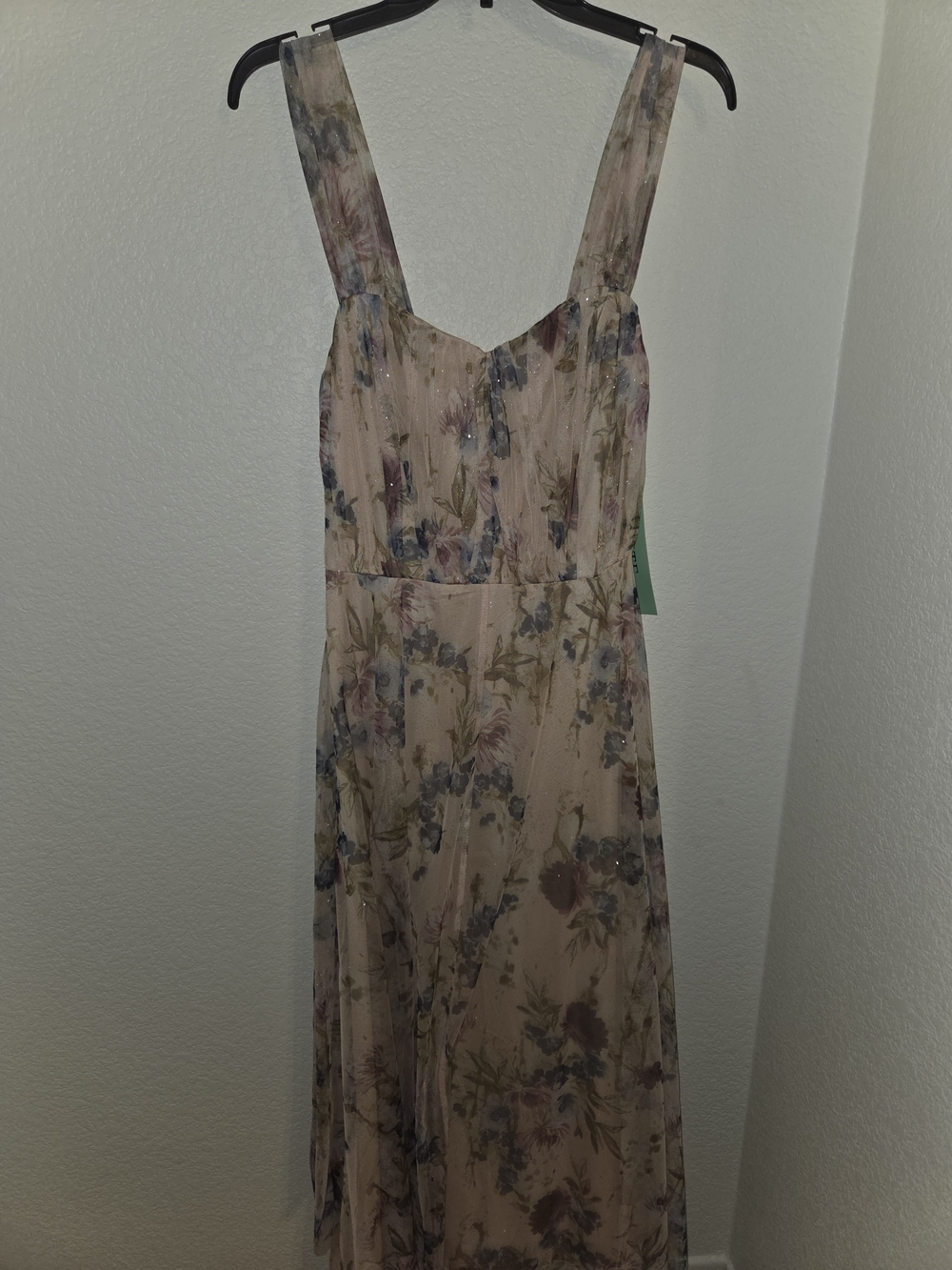 Blush Floral Maxi Dress with Wide Straps